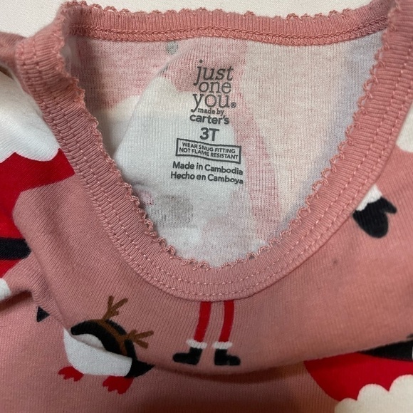 🐶🐶🐶Girls Just One You size 3T pink Christmas pajama set🐶🐶🐶 - Picture 4 of 6